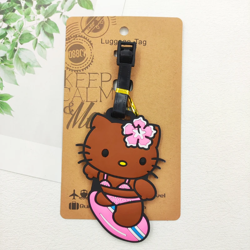 سانريو الأمتعة التسمية الفتيات السفر الأمتعة العلامة مرحبا كيتي حقيبة معرف عنوان حامل الأمتعة الصعود المحمولة حقيبة تذكرة