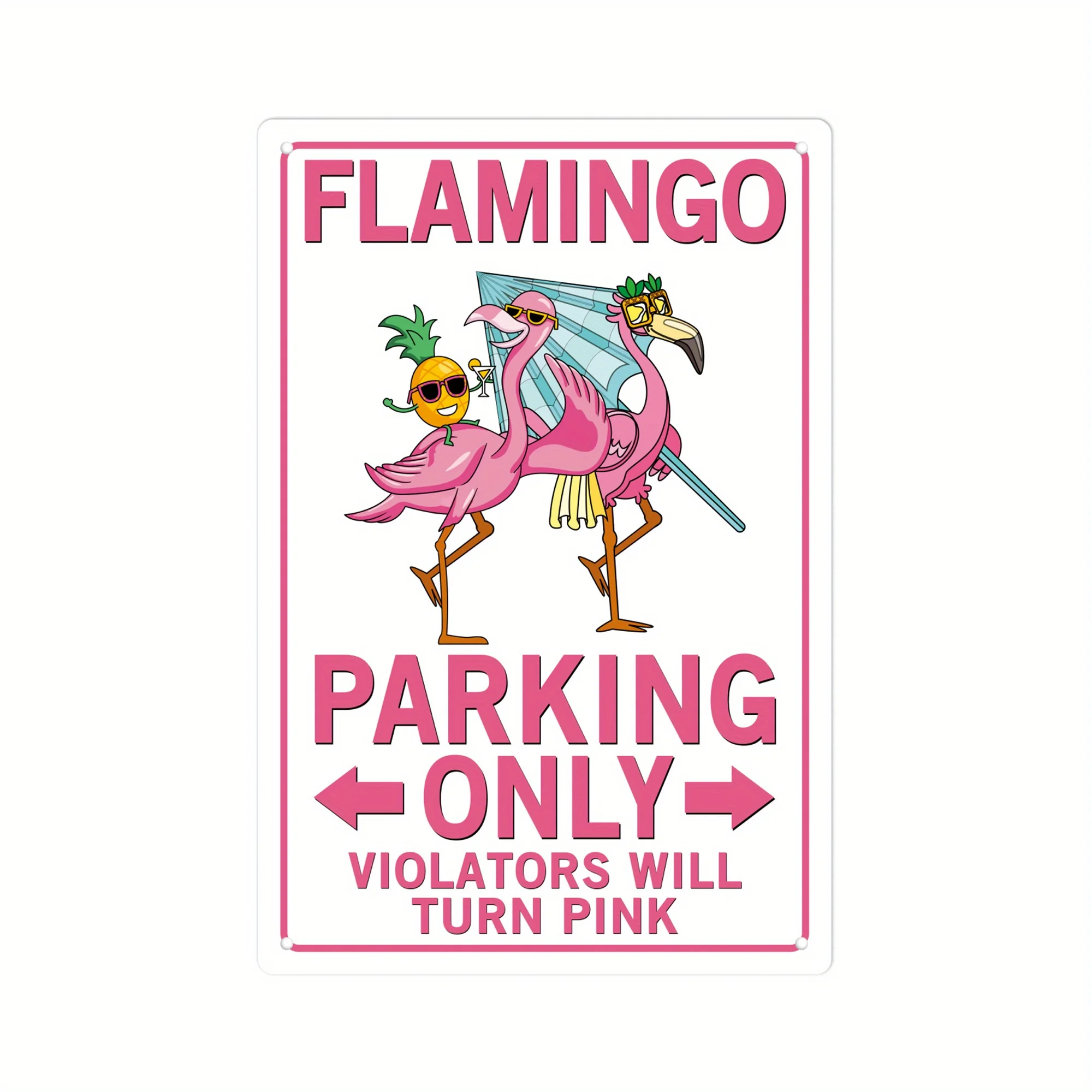 Putuo Decor, 1 st Nyhet Metallplakett, Flamingo Parkering Endast Tennskylt Väggkonst Affisch för Trädgård Hem