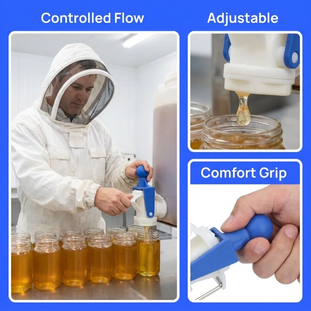 Easy to Clean Plastic Honey Gate Valve Good Airtightness Durable Honey Extractor Gate Leak-Proof Plastic Honey Valve Beekeeping