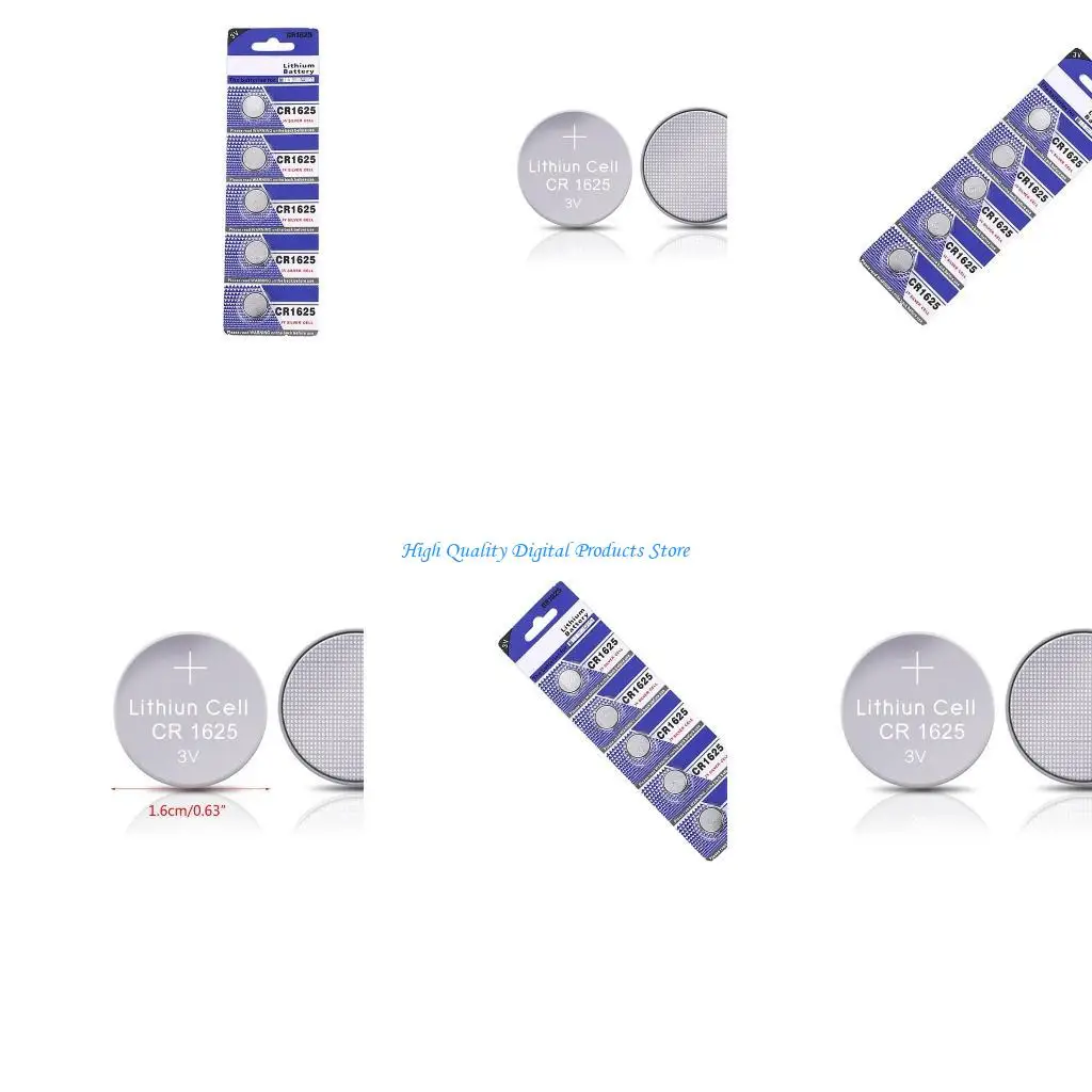 

U2JE 5pcs Long Lasting CR1625 Button Batteries Coin Battery for Classroom Office