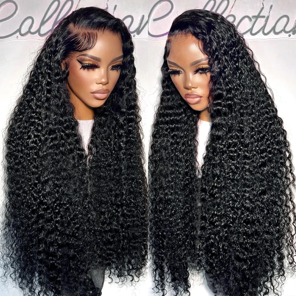 30 34 Inch 13x6 Curly Transparent Lace Frontal Wig Brazilian 220% Deep Wave Lace Front Human Hair Wigs For Women Pre Plucked