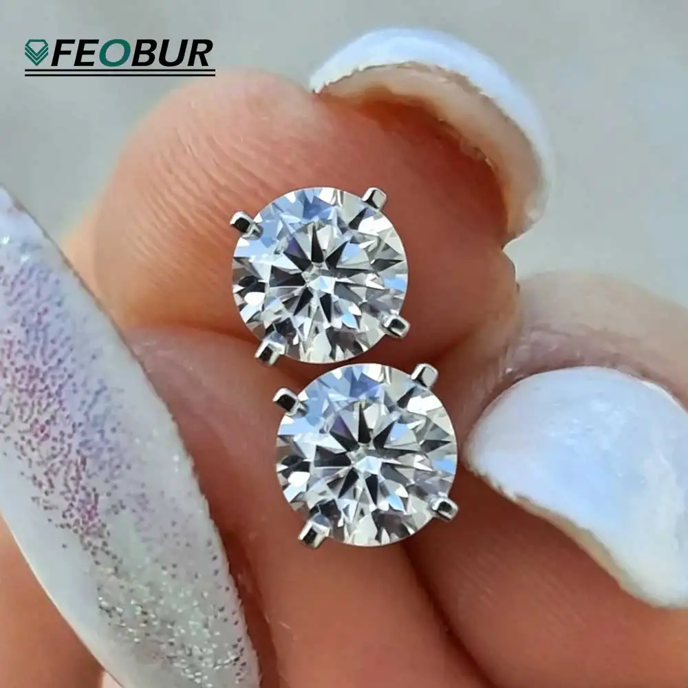 

Certified 0.1-5ct Moissanite Stud Earrings for Women Man Party Sparkling 4 Claws Diamond Ear Studs 925 Sterling Silver Jewelry
