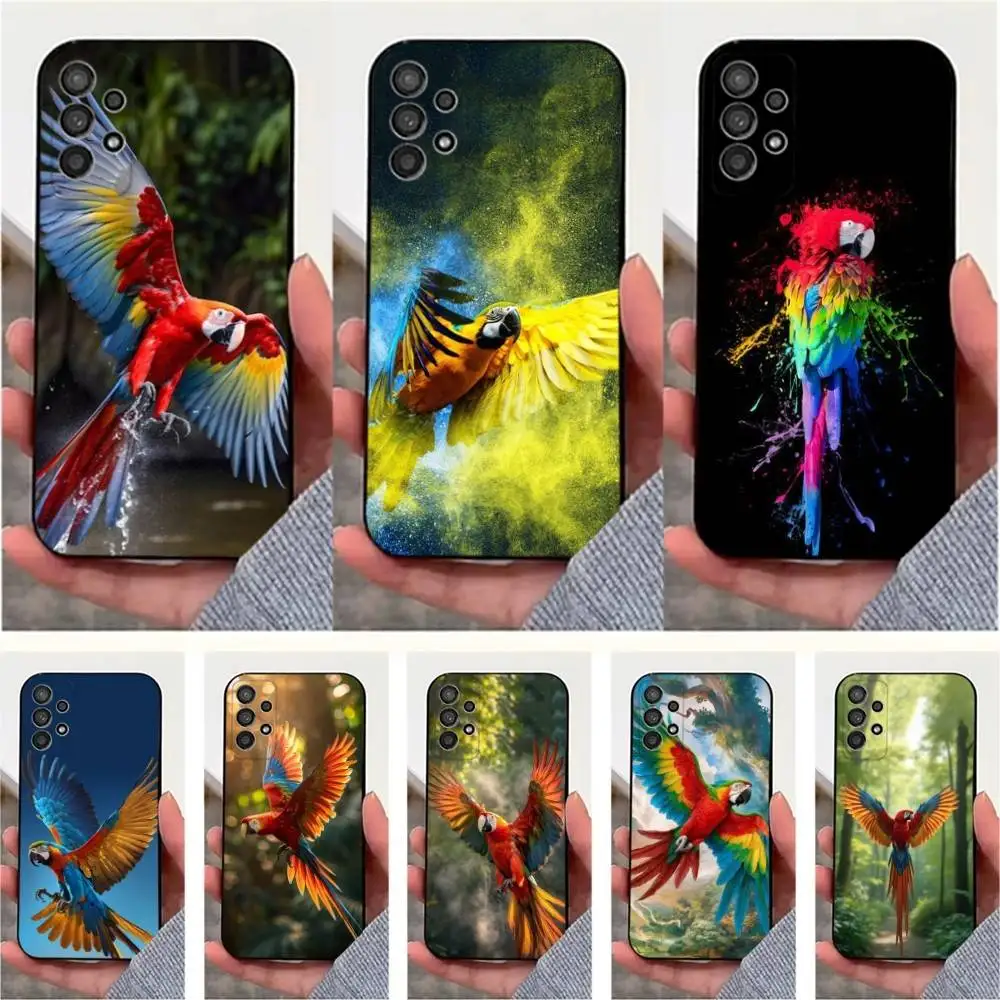 

Animal Bird Parrot Phone Case For Samsung S25,S24,S23,S22,S20,S21,S10,Ultra,Plus,Lite,FE,Soft Silicone Black Cover