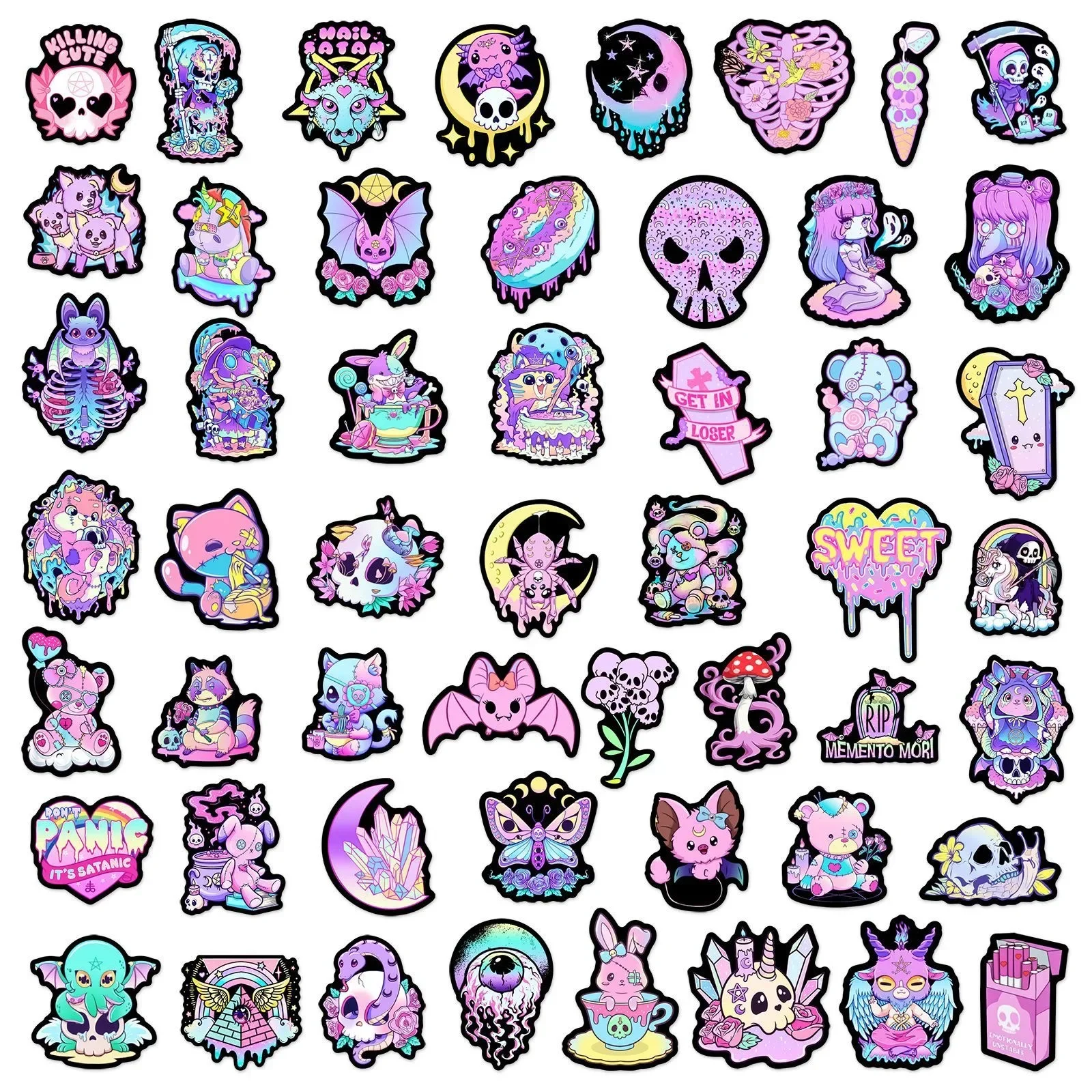 10/50pcs Cute Cartoon Gothic Horror Stickers Aesthetic Halloween Anime Graffiti Decals for Scrapbooking Luggage Laptop