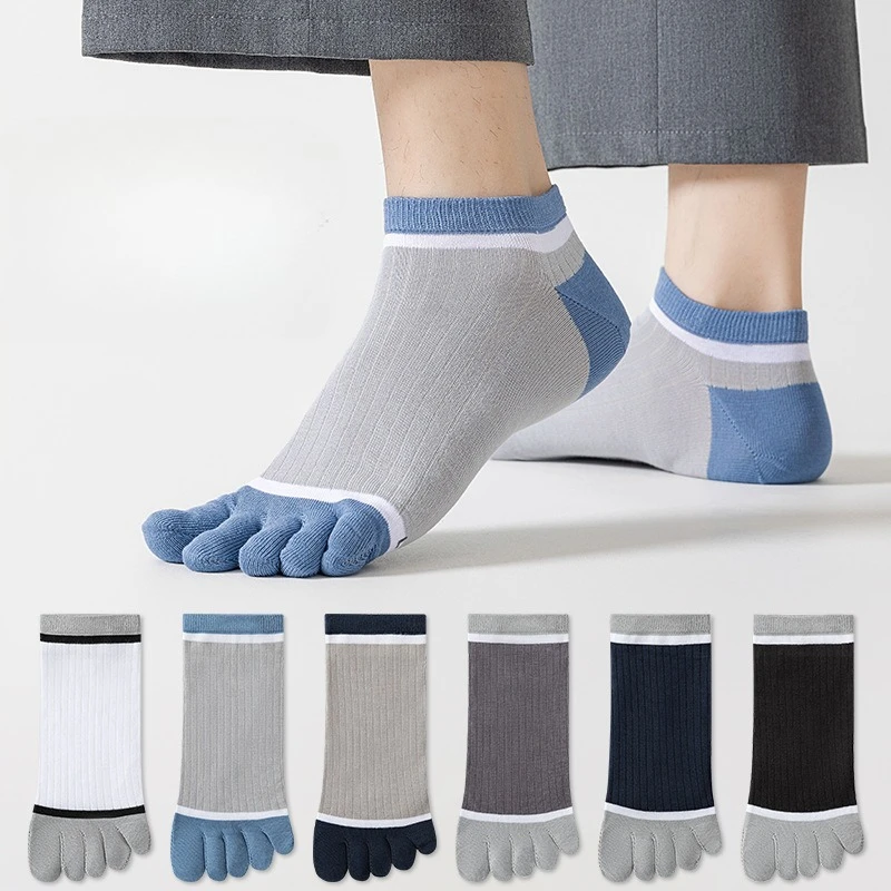 

5 Pairs of Five-finger Socks Summer Thin Pure Cotton Low Tube Breathable Sub-toe Men's Toe Socks