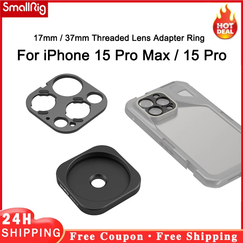 SmallRig 17mm / 37mm Lens Back Mount Plate for iPhone 15 Pro Max/15 Pro Cage , Lens Back Mount Plate for Install Lens 4399 4394