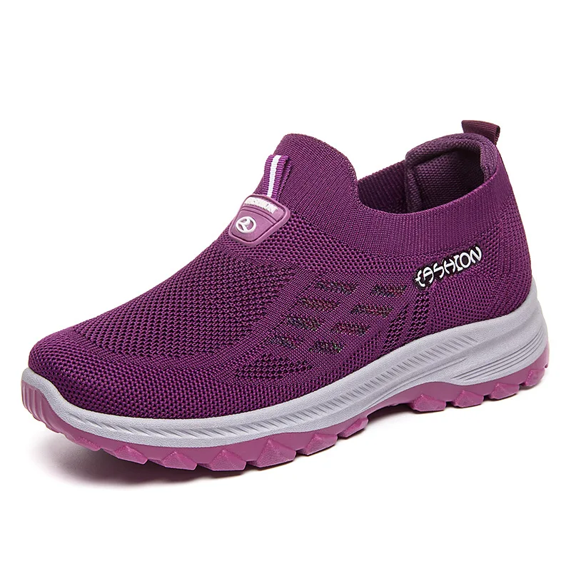 Spring 2024 New Women's Shoes with Breathable Mesh Surface and Smooth Soft Sole for Middle and Elderly Mom Work Driving Shoes