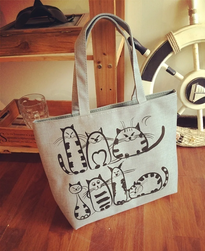 Bolso de playa con cremallera - estampado gatos dibujos animados - imagen 2