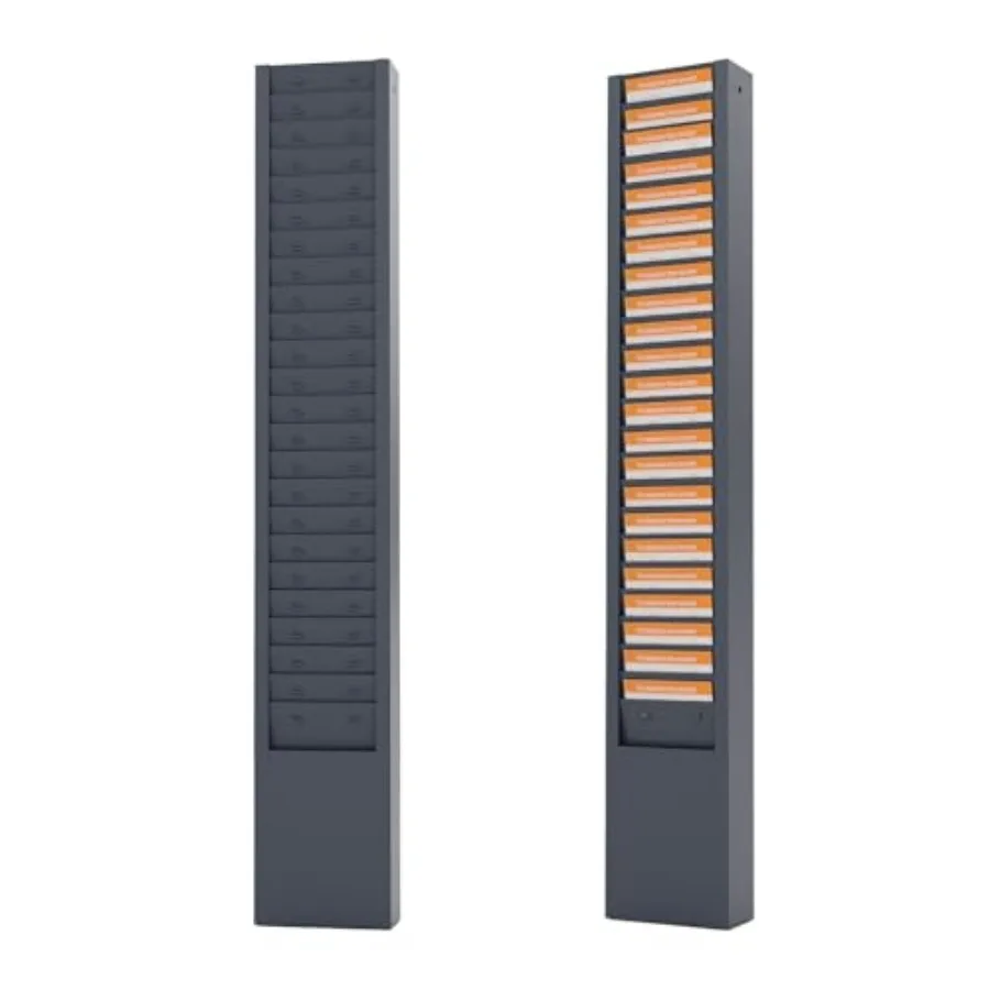 

Металлическая настенная подставка для табельных карточек на 25 карманов, вертикальный офисный органайзер, цвет серо-голубой, 2x5x30 дюймов