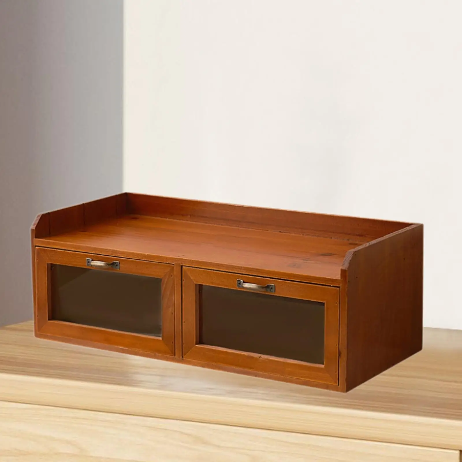 Wood Desk Organizer with Drawers Organization for Stationary Office Supplies