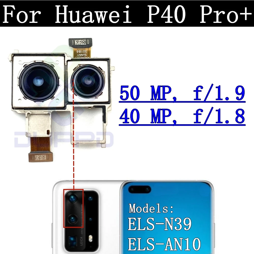 Original Front Rear Camera Module For Huawei P40 Pro+ P40Pro+ View Frontal Main Facing Back Camera Cover Frame With Glass Lens