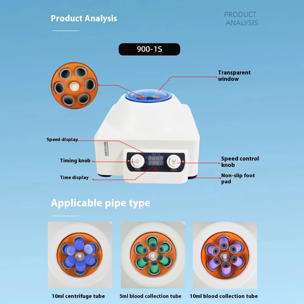 Laboratory Electric Centrifuge 900-2 Low Speed 4000rpm 2086xg 6*20ml EU US Plasma Serum PRP PRF Separate Machine