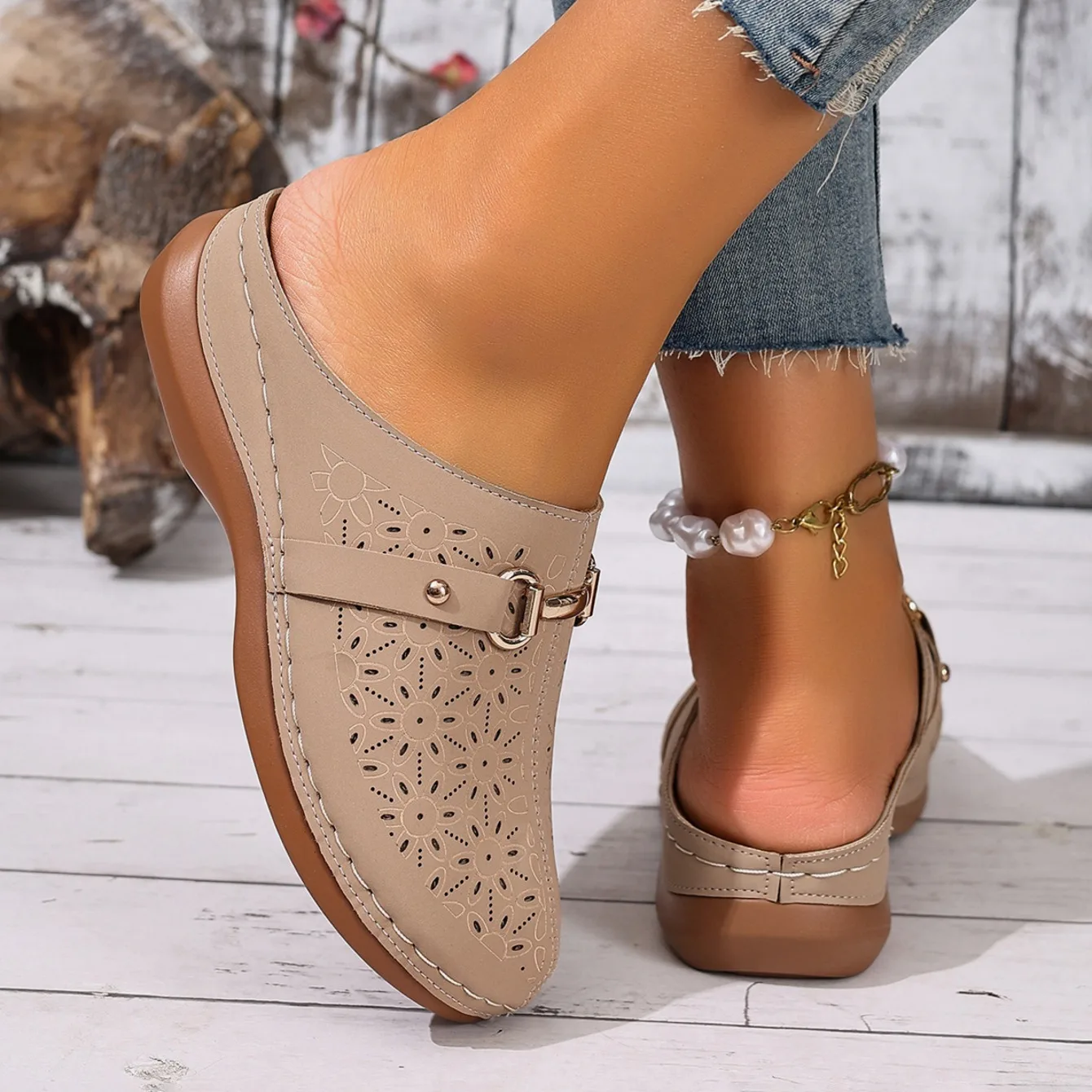 Damen-Halbschuhe: Leichte, modische Outdoor-Watschuhe für Mütter mittleren Alters – Sommer-Sandalen für Frauen – Detail 11