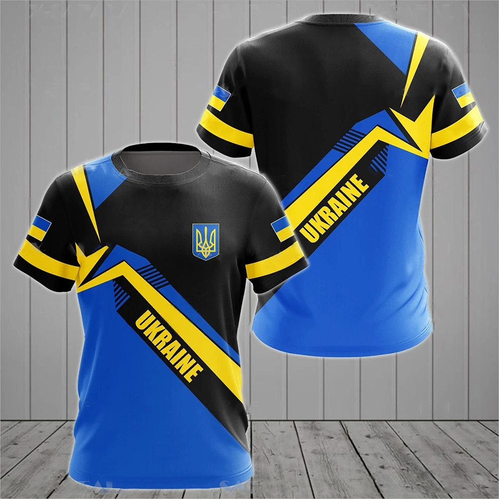 2024 New T-shirt Ukrainian Flag Emblem 3D Printed Street Wear Men's and Women's Casual Fashion Oversized T-shirt Children's T-sh