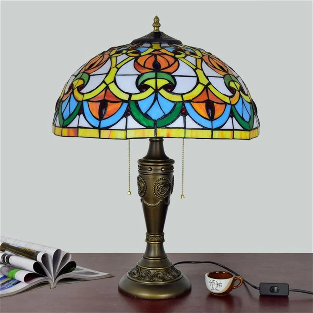 FUMAT Modern Style New Design 16 Inch Tiffany Table Lamp New Decorative Stained Glass Lampshade Tiffany Table Lamp