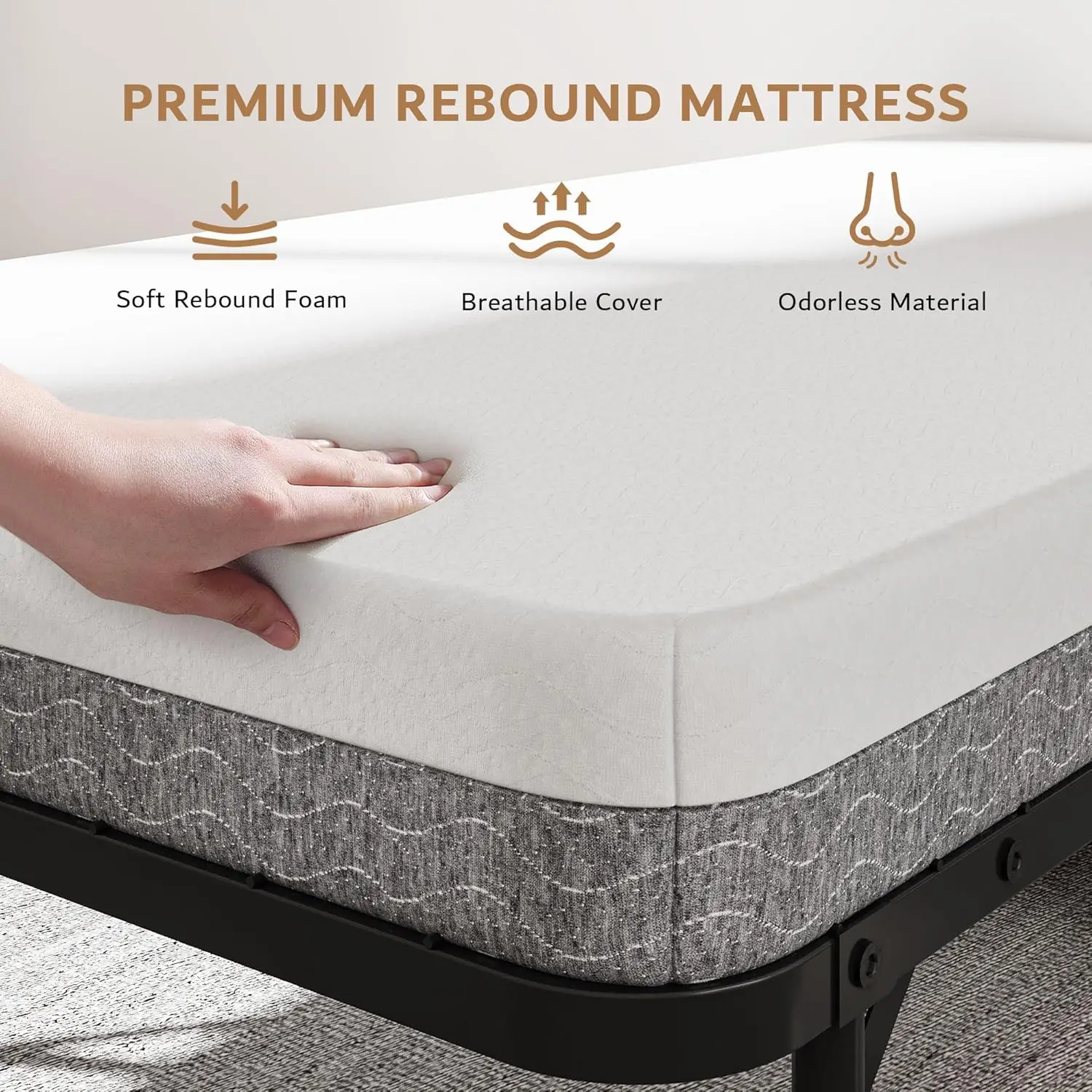 سرير قابل للطي مع مرتبة، سرير مزدوج قابل للطي مقاس 76 بوصة × 38 بوصة مع جيب جانبي ورف تخزين، سرير محمول قابل للطي للبالغين، قابل للطي #4