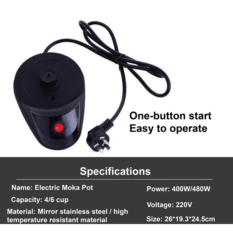 ماكينة صنع القهوة الكهربائية 220 فولت 300 مل 6 أكواب من الفولاذ المقاوم للصدأ وعاء موكا ماكينة صنع القهوة الإيطالية الكهربائية Percolator للمنزل فضي