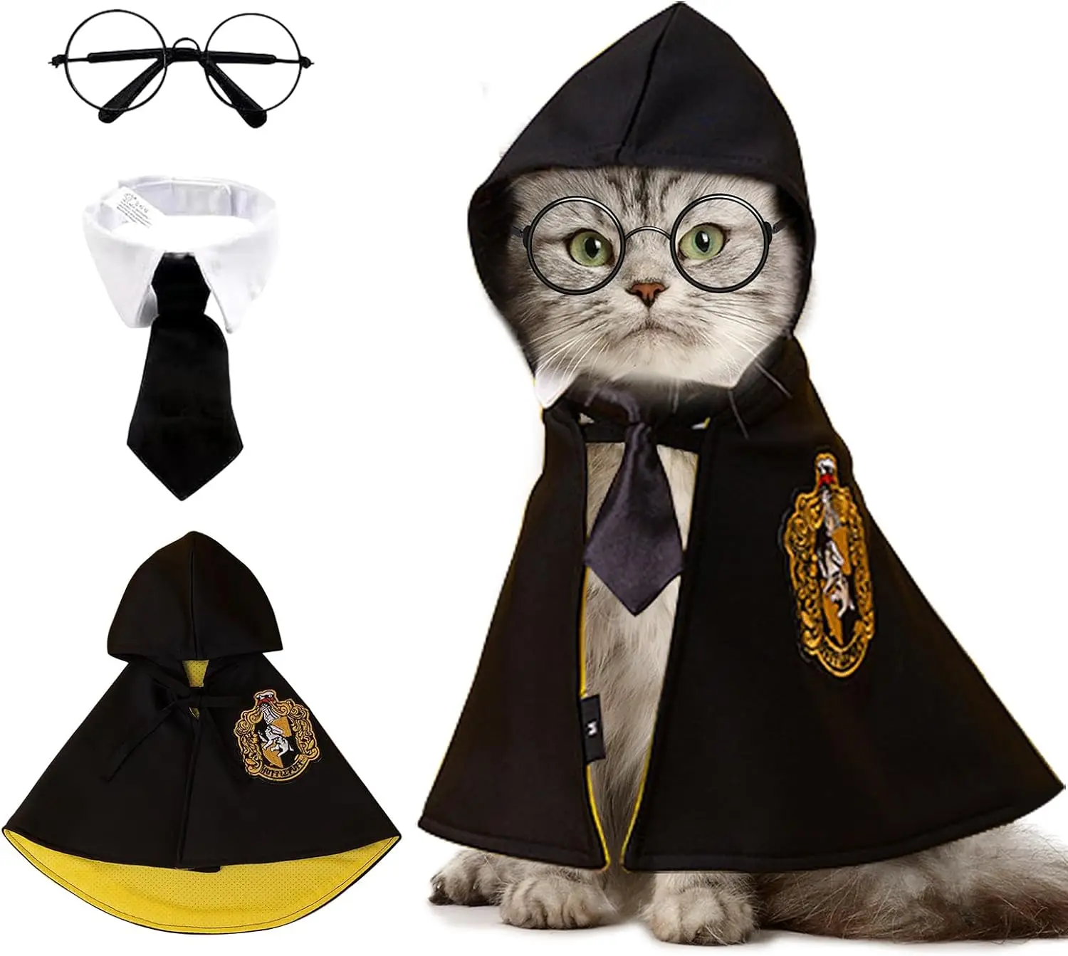 Dog Costume Pet Cat Cosplay Cloak College Pet Clothes Small Magic Cloak Spring and Autumn Clothes Glasses Necktie Dog Pet Shawl