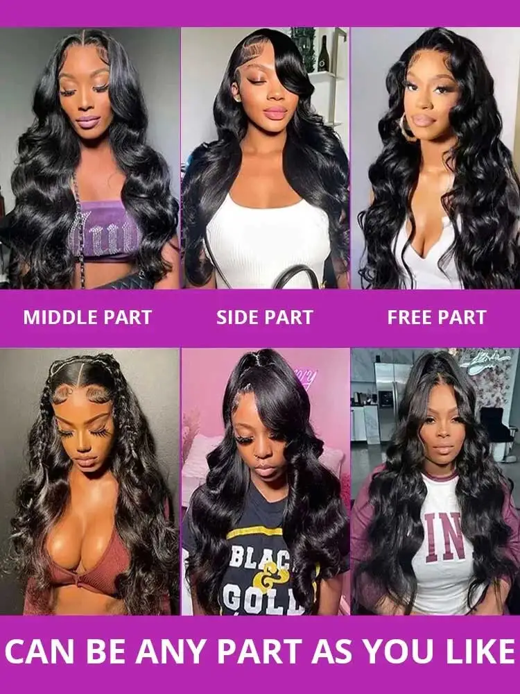 40 Inches 250 Density Body Wave Human Hair Lace Front Wigs 5x5 Closure Glueless Wigs Transparent Swiss Lace 200% Density 13x4 image 6