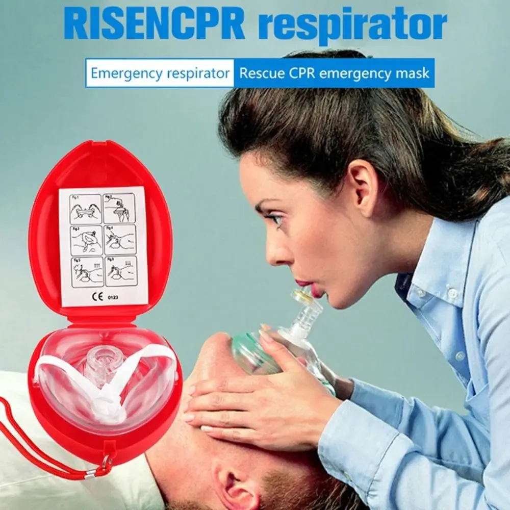 One-way Valve Tools CPR Breathing Mask Breathing Mask Reuseable Artificial Respiration Mask Professional Red Cpr Rescue