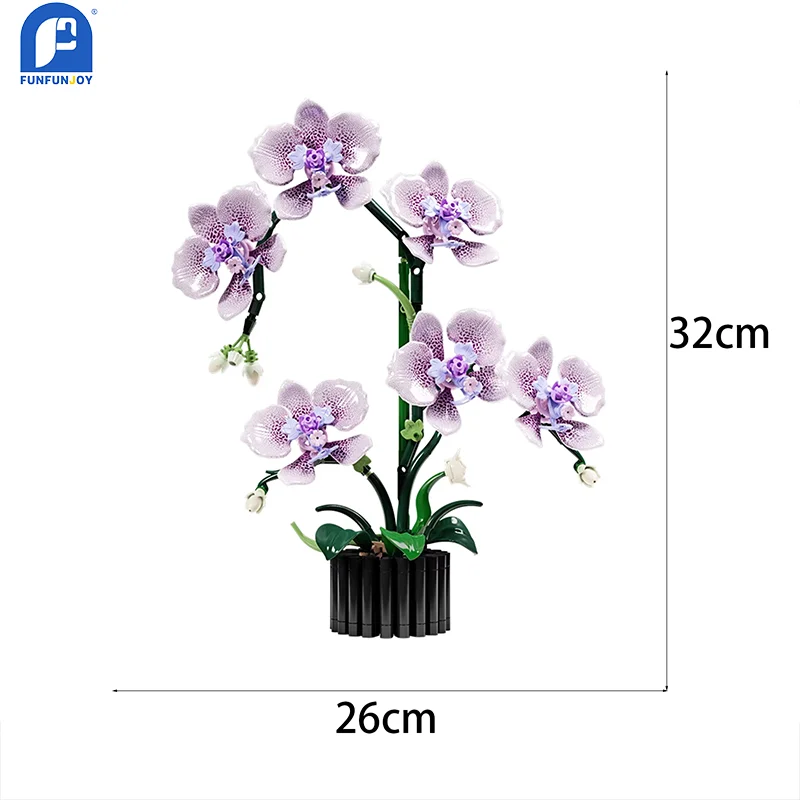 619PCS Flower Building Block Set Phalaenopsis Flower Toy Assembly Bricks Desktop Decoration Enternal Flower Children Gift
