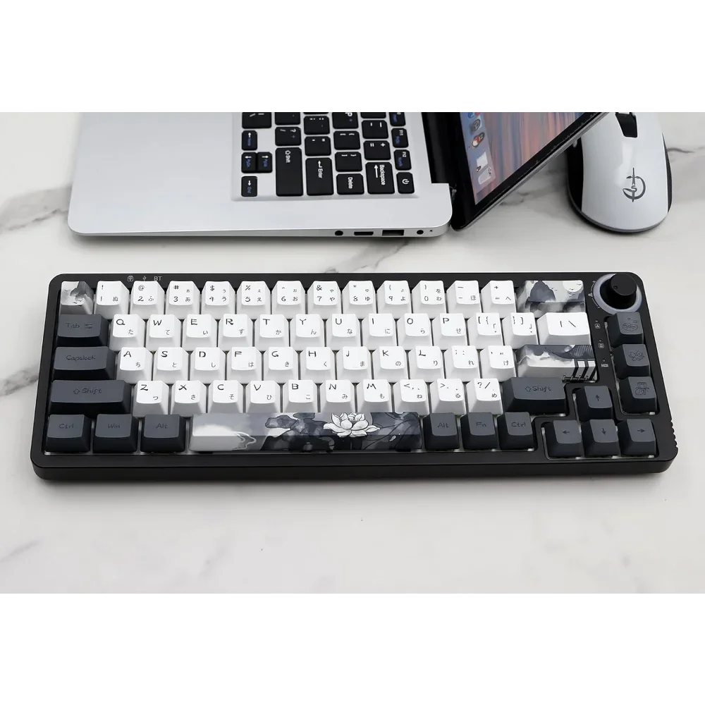 Imagem -03 - Art Ink Lotus Teclado Mecânico Sublimação de Tintura Keycaps Oem Pbt Fits Gk61 68 87 96 104 108 140 Chaves