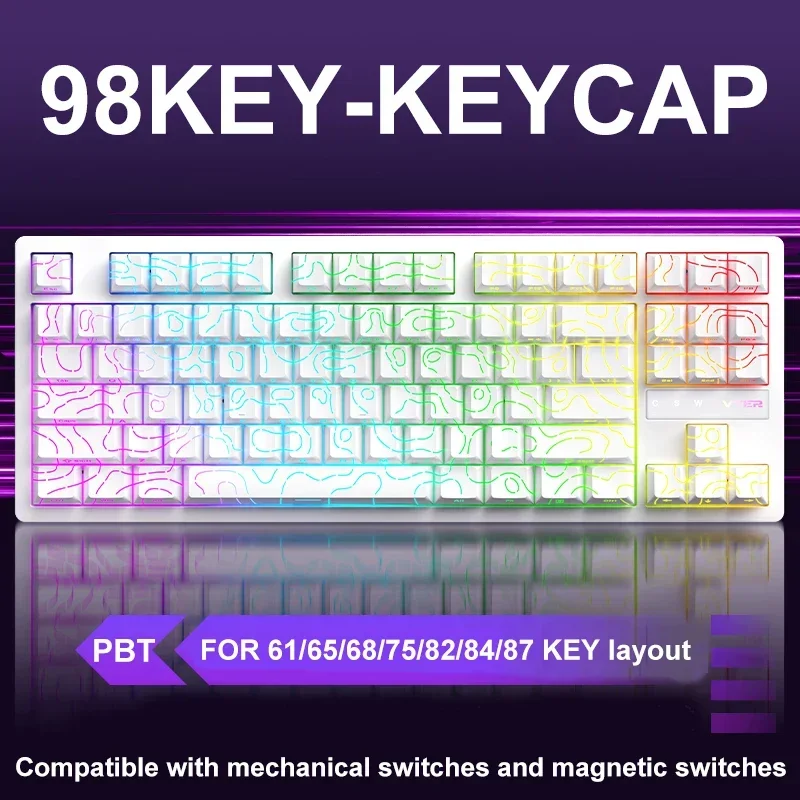 Contour KM98 PBT Keycaps: perfecto para Keyboards magnéticos para juegos Attack Shark X68HE, MCHOSE ACE60/ACE68 y más de altura de cereza