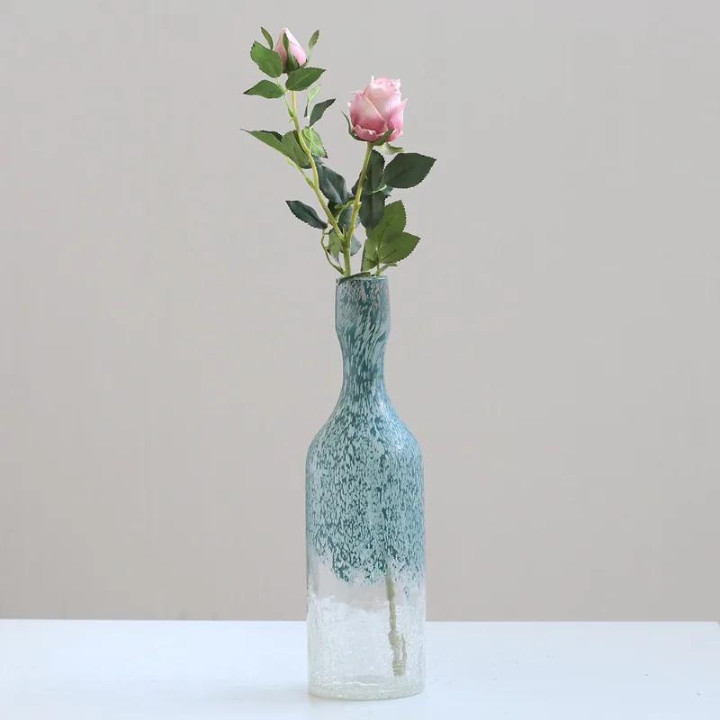 

Color ice crack transparent vase creative pastoral hydroponic glass living room soft flower arrangement device