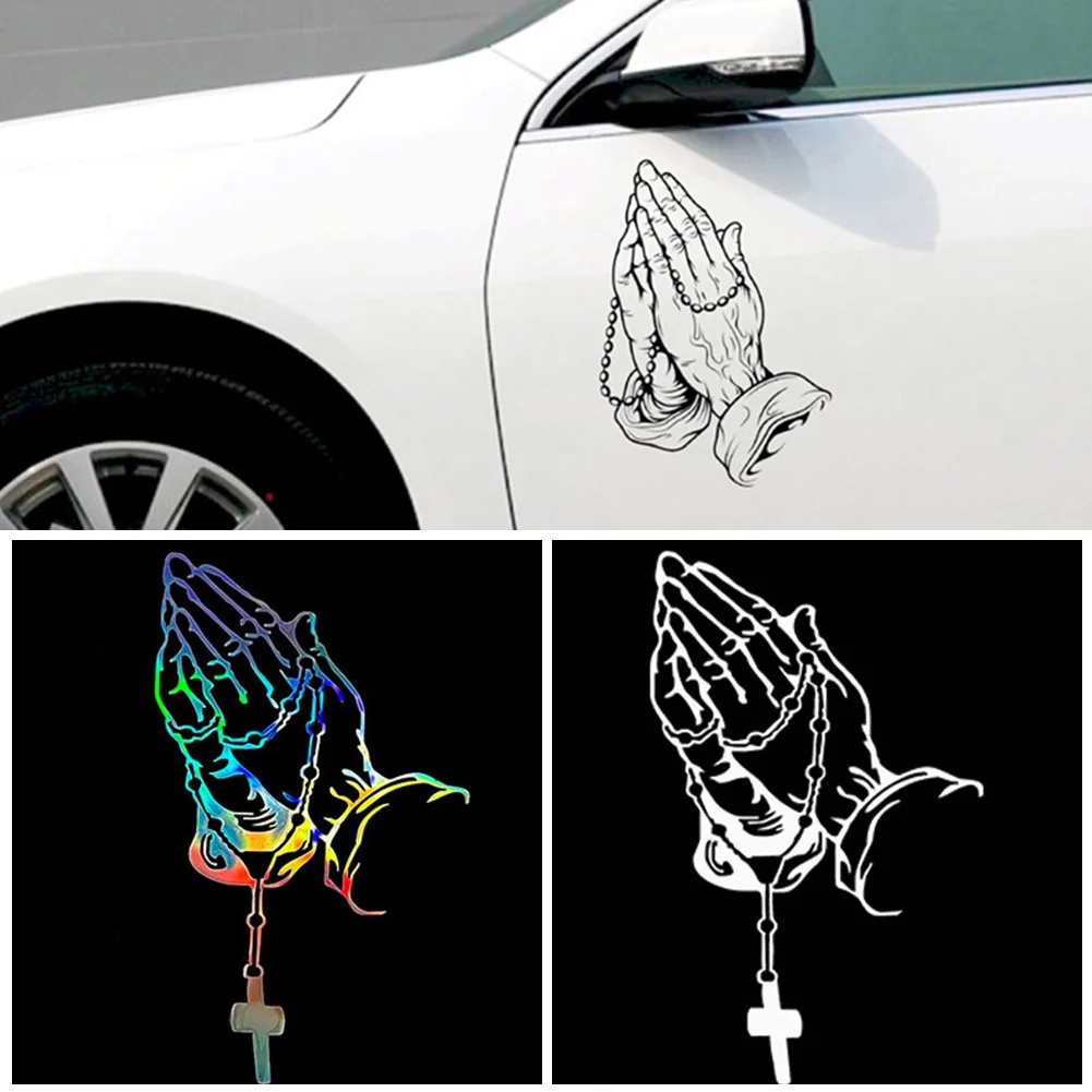 Creative Car Body Sticker Laser Buddha Hand Prayer Bead Design Occlusion Scratch Refrigerator Air Conditioner Reflective Sticker