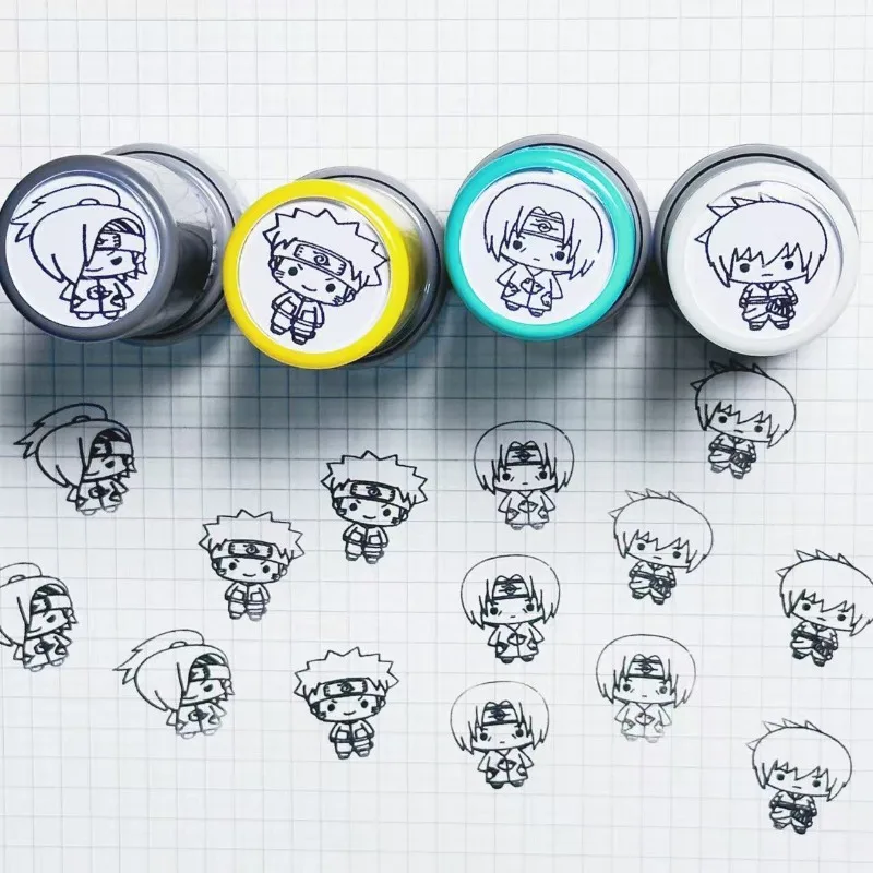 New NARUTO Uzumaki Naruto Uchiha Sasuke High Color Value Fun Stamp Creative Personality Stamp Diy Exquisite Pattern Hand Account