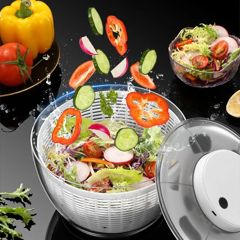 

Vegetable Dehydrator Electric Quick Cleaning Dryer Fruit and Vegetable Dry and Wet Separation Draining Salad Spinner Home Gadget