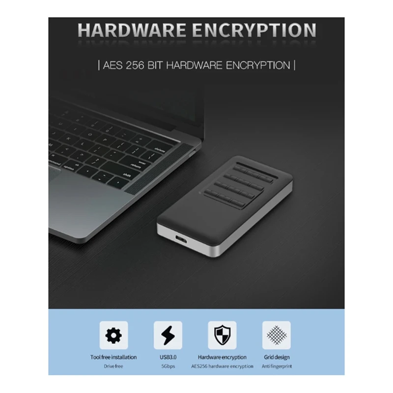 M.2 MSATA Hardware Encryption USB3.0 Full Disk Encryption Tool Free Installation with Password Mobile Hard Disk Box-AT35