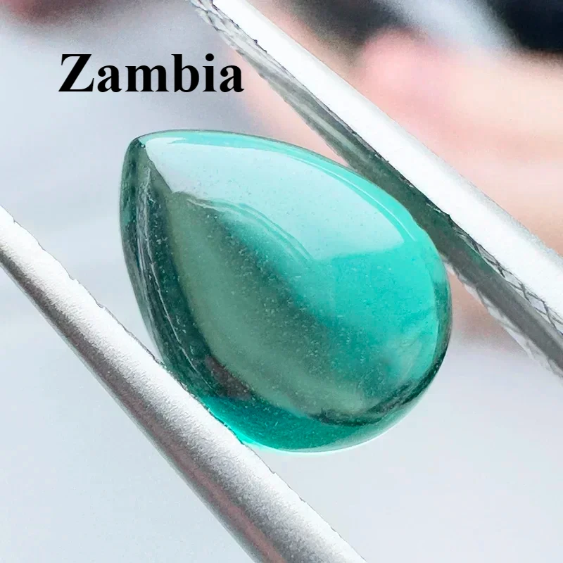 

Lab Grown Zambian Emerald Pear Shape Hydrothermal Smooth Surface Cutting with Cracks Inclusions Selectable AGL Certificate