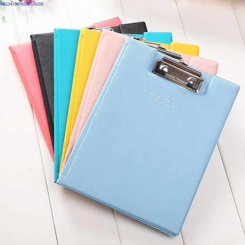 명확한 내부 포켓 가죽 클립 보드 폴더 비즈니스 컨퍼런스 회의 폴더가있는 D0UA 접이식 클립 보드 클립 보드