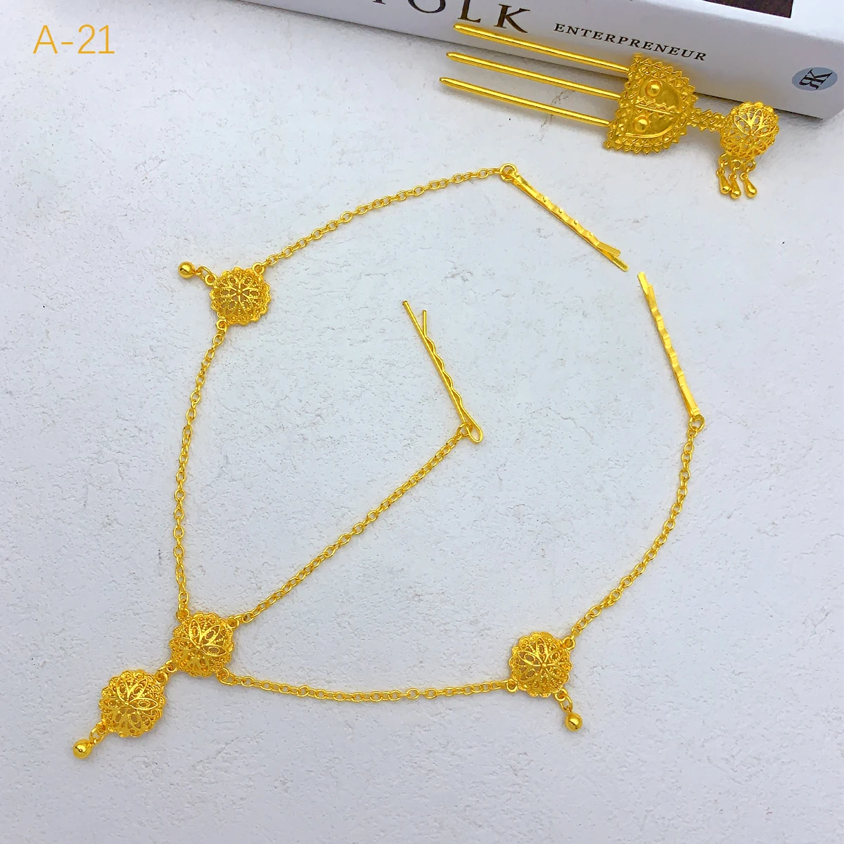 Ethiopian Flower Shape 24k Gold Plated 6pcs Jewelry Sets For Women Dubai Nigerian Luxury Necklace Jewellery Set Wedding Gifts