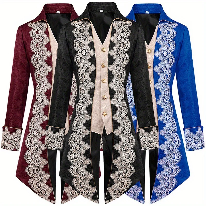 

Halloween Stage Performance Costume Accessories2025 New Men's Medium and Long Punk Medieval Jacket Gothic Victorian Frock Coat