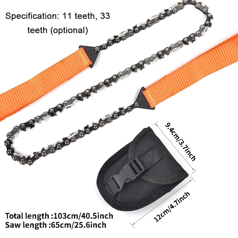 33TeethUltra-Portable Pocket Chainsaw - Durable Hand Operated Survival Tool - High-Performance Steel Rope Chain for RapidCutting