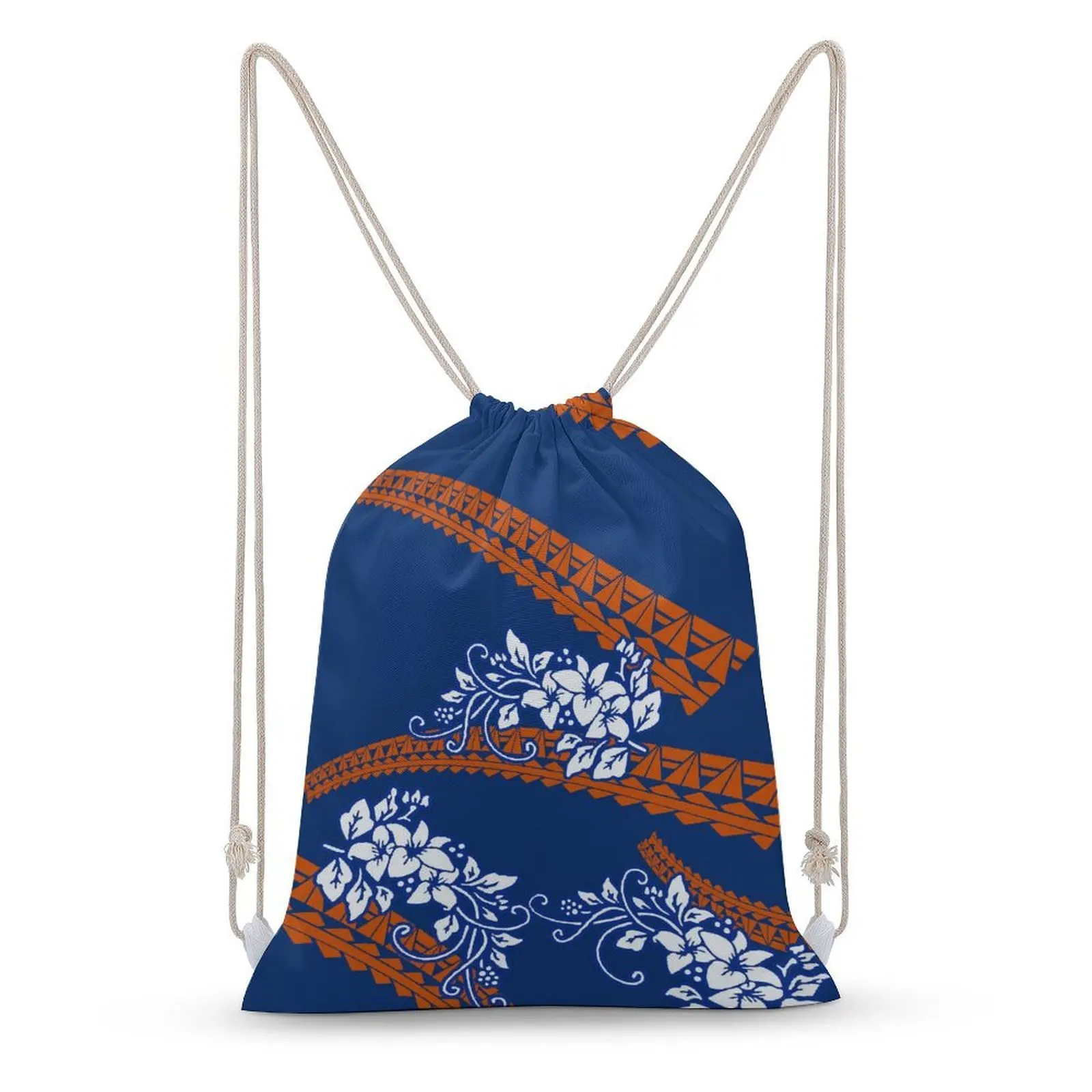 

Double-Sided Custom Drawstring Backpack Pattern Polynesian Youth Casual Portable Travel Drawstring Bag Canvas Backpack
