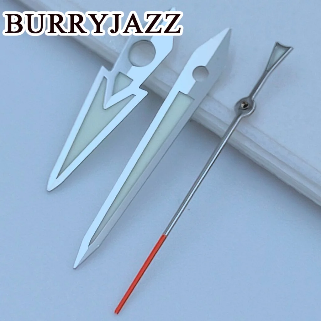 BURRYJAZZ NH35 NH36 NH38 7 s26 7 s36 4 r35 4 r36 orologio mani pistola argento mani verde luminoso