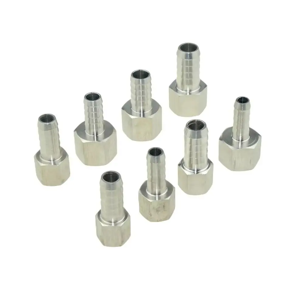 1Pcs 304 Stainless Steel Hose Barb Connector Straight Design Silver Tone BSP Female Thread Connector