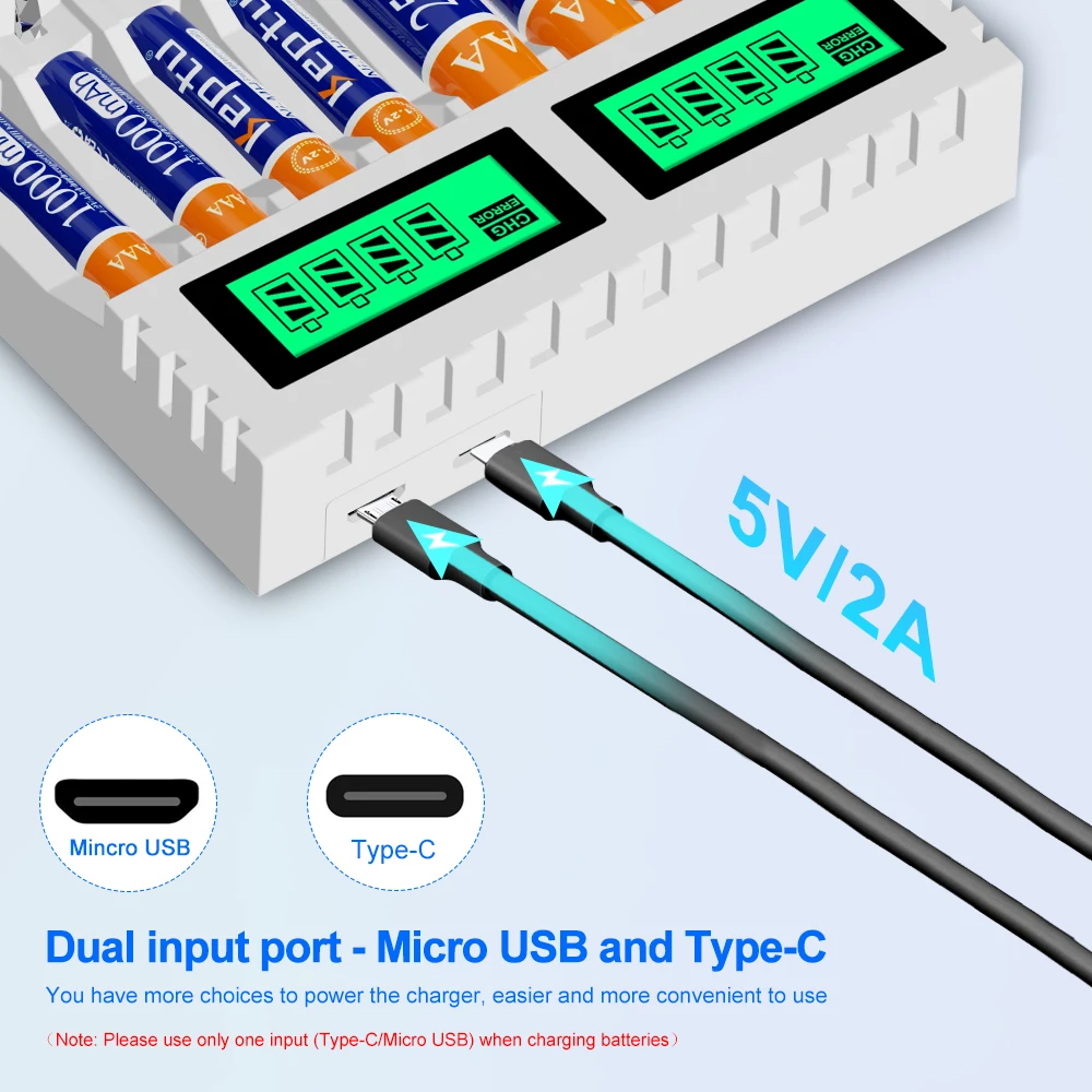 KEPTU AAA Ni-MH Battery 1000mAh AAA Akumulator + 8-gniazdowy akumulator 1,2V AA/AAA Szybka ładowarka do zabawek samochodowych Automat do gier