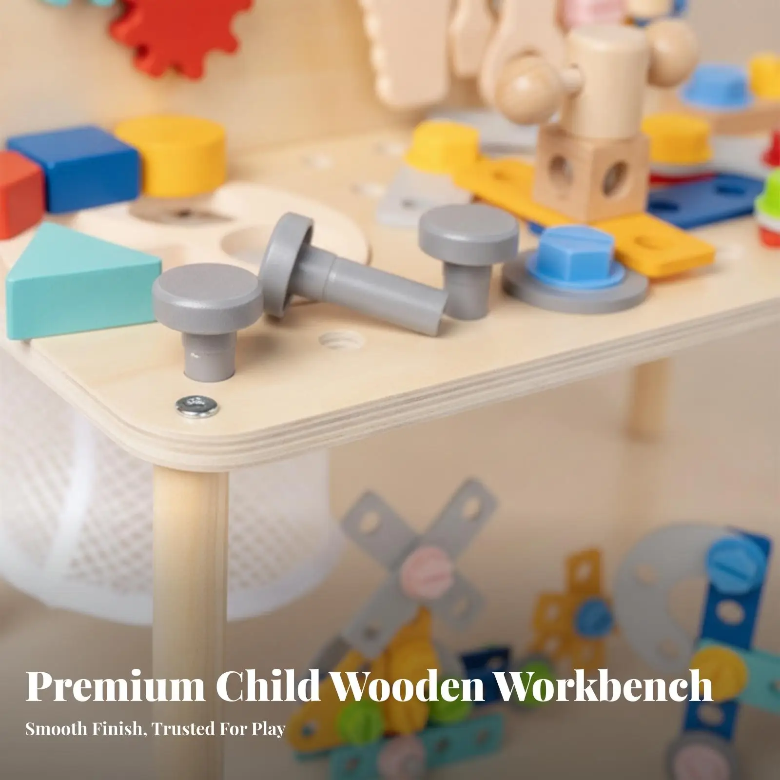 Wooden Tool Bench Toy Creative Pretend Play Workbench Safe for Daycare, Toddlers