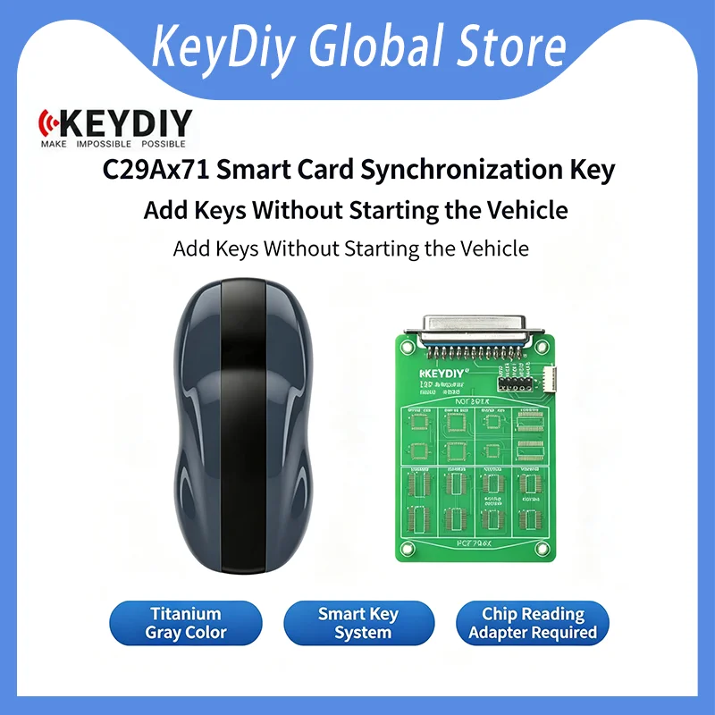 KEYDIY C19Ax71 Titanium Gray Smart Card Kit With Remote chip reading adapter Chip Reader Read chip data NCF29XX PCF79XX 5C 5D