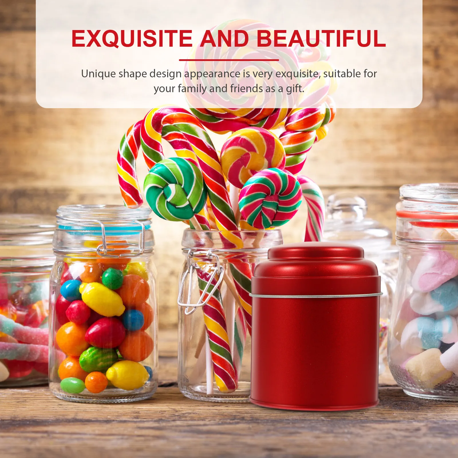 

2pcs Tea Canister Airtight Round Metal Tin for Kitchen Loose Leaf Loose Tea Storage Containers Containers Home
