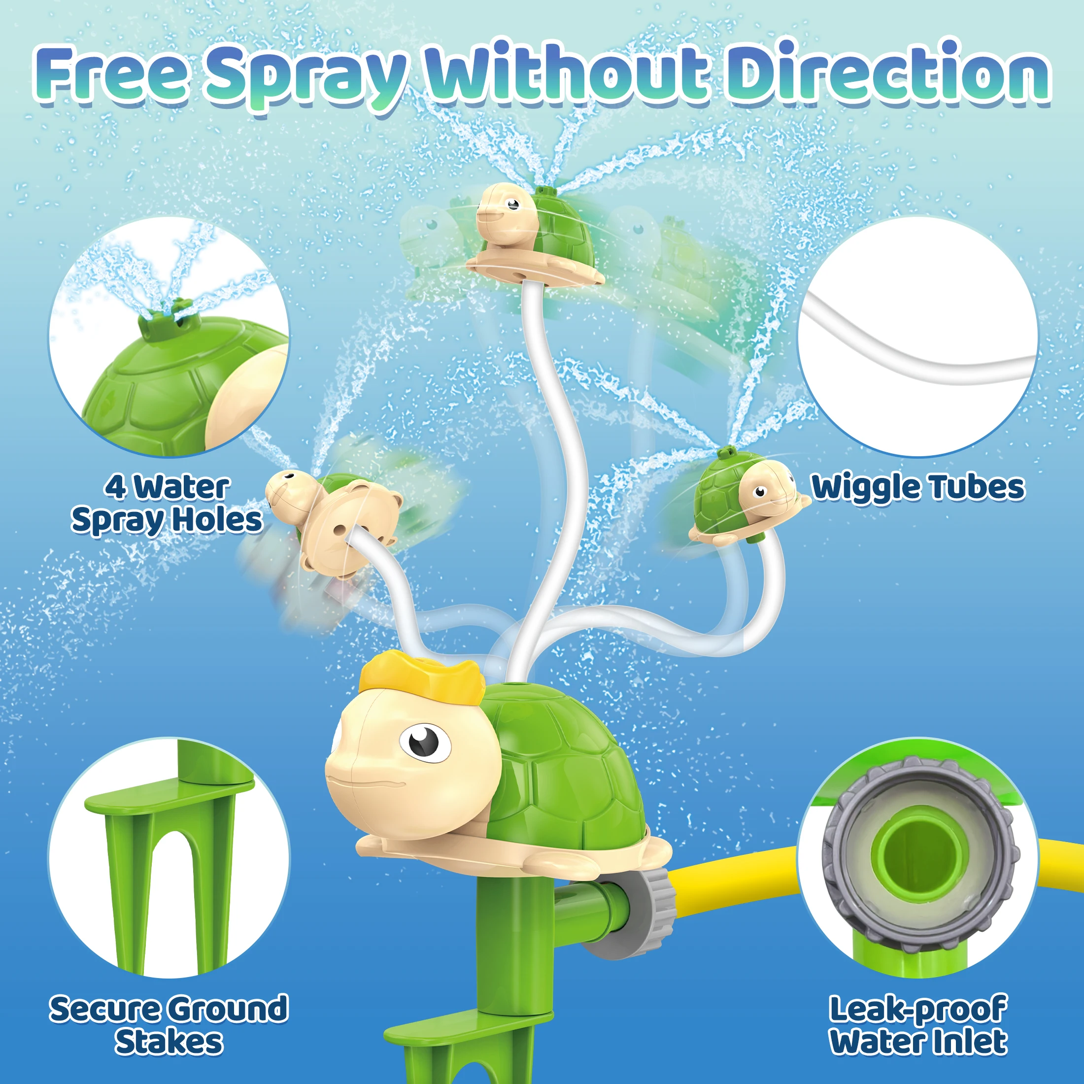 COROKLE Store, brinquedo aquático infantil com tema tartaruga, brinquedos de spray de água, 360 °   Prancha flutuante giratória - perfeita para jogos na praia