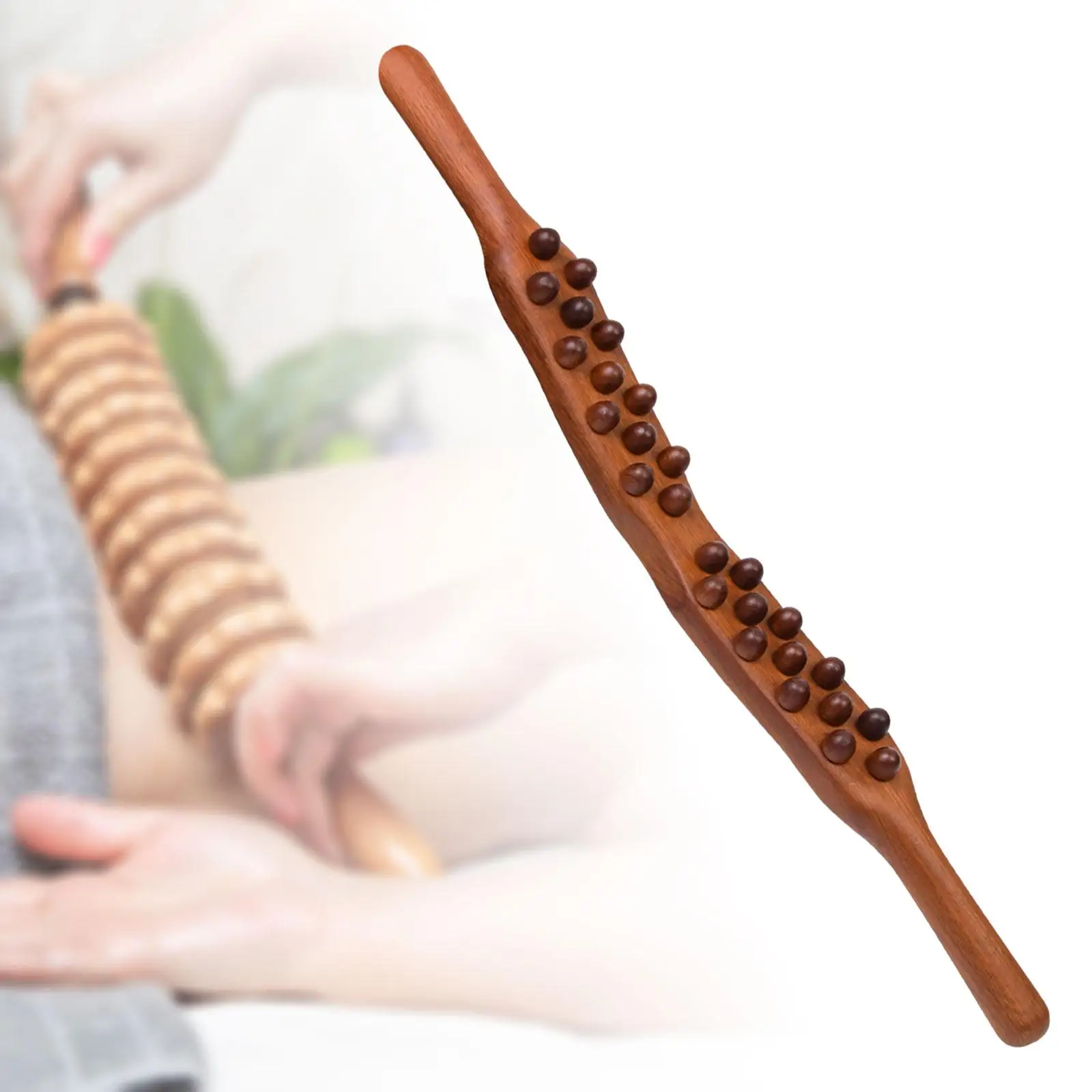 Wood Massage Roller Stick Body Massage Manual Handheld Guasha Scraping Stick for Waist SPA Neck Salon