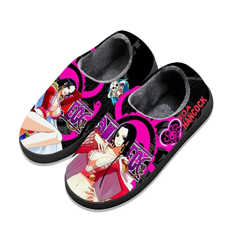 Heel Wrap Winter Warm Home Slippers Cartoon Anime Shoes ONE PIECE Nico·Robin Cosplay Slippers for Unisex Christmas Gifts