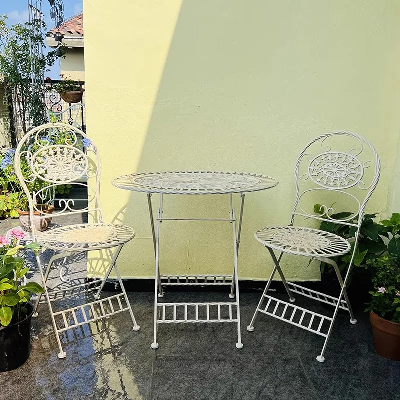 American Country Retro Wrought Iron Garden Tables and Chairs Indoor and outdoor balcony patio terrace afternoon