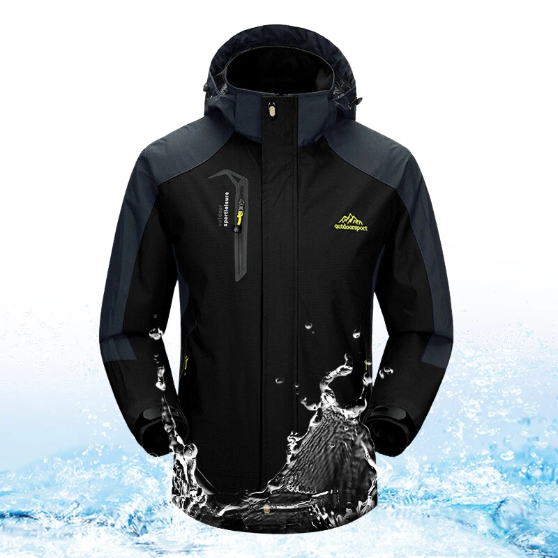 

Мужская осенняя походная куртка с капюшоном, съемная, водонепроницаемая, 20000 мм, легкий дождевик, треккинг, кемпинг, повседневная спортивная одежда