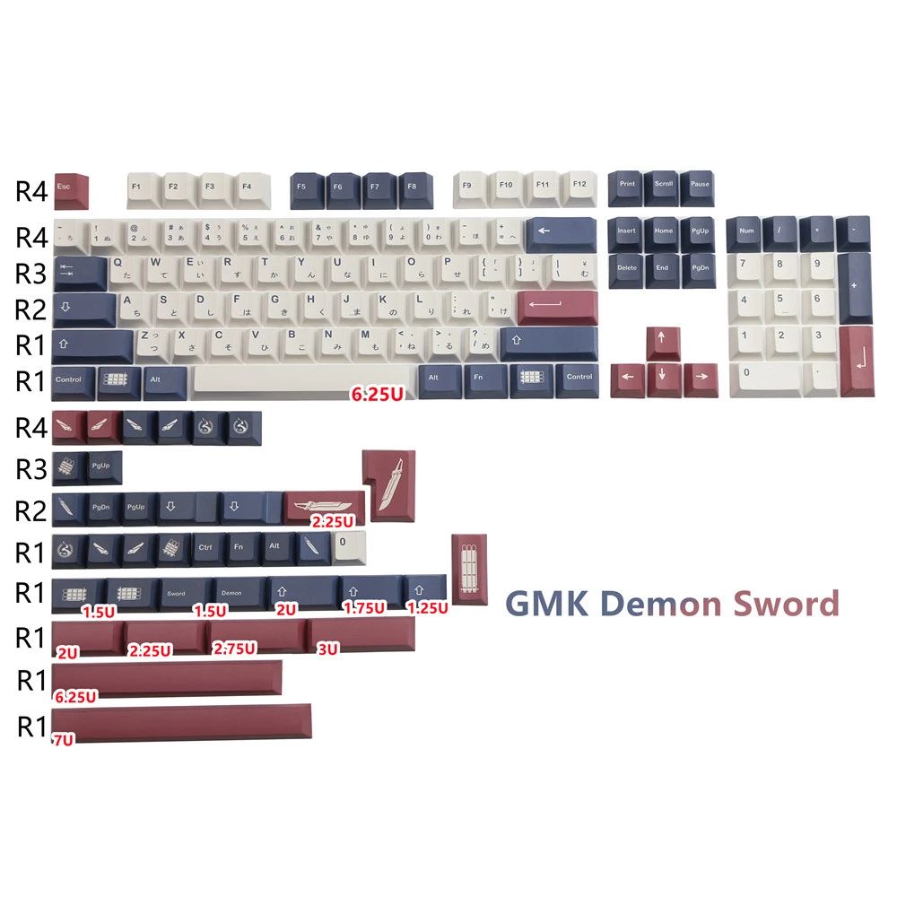 

PBT Keycap GMK Demon Sword Keycaps PBT Dye Sublimation Key Caps Cherry Profile For Cherry mx Keyboard 2.25u 2.75u Spacebar